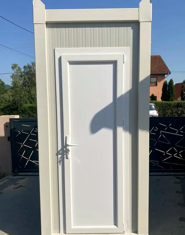 White single-stall VIP restroom cabin with a full-size door